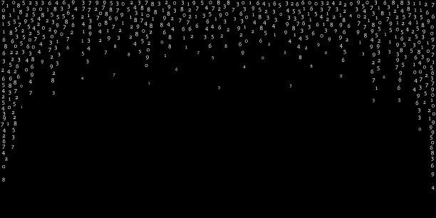下降的数字，大数据的概念。二进制白色有序飞行数字。压倒性的未来主义旗帜在黑色背景。数字矢量插图与下降数字。图片下载