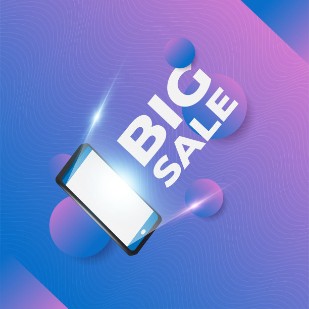 大型促销横幅或海报，智能手机灯和彩色背景的3d球图片下载