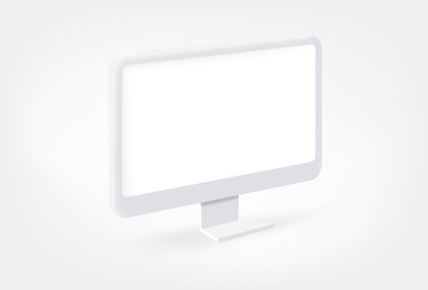 白色空白屏幕的现代个人电脑。三维矢量模型设计图片下载