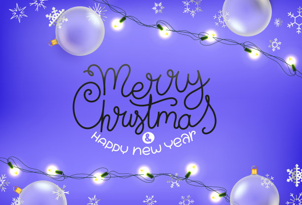 有字、有花饰、有花环、有雪花的圣诞贺卡。三维矢量平面铺设图图片下载