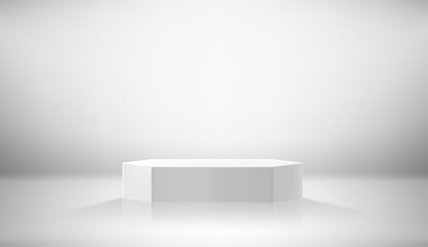 明亮的房间，有ngon讲台。现实的展示。3d样式矢量插图图片下载