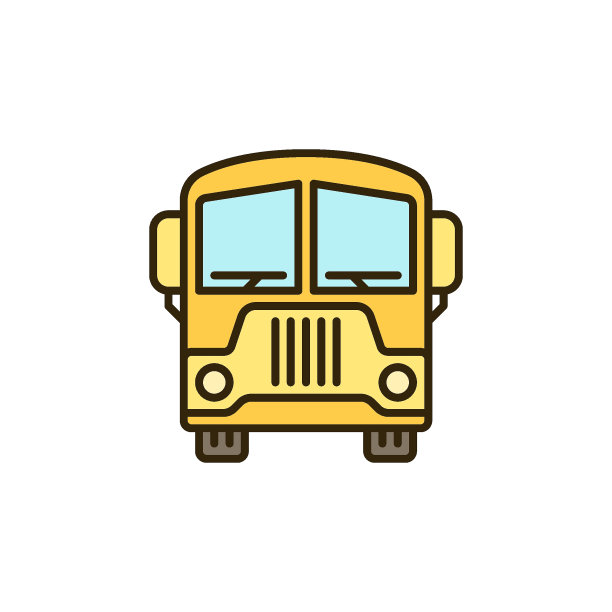 旧校车矢量概念最小彩色图标图片下载