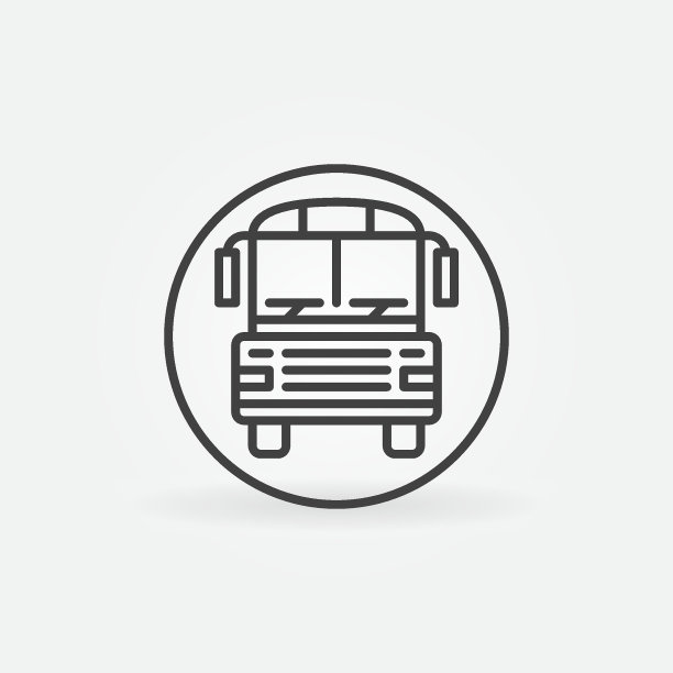 圆形与校车矢量车辆概念大纲图标图片下载