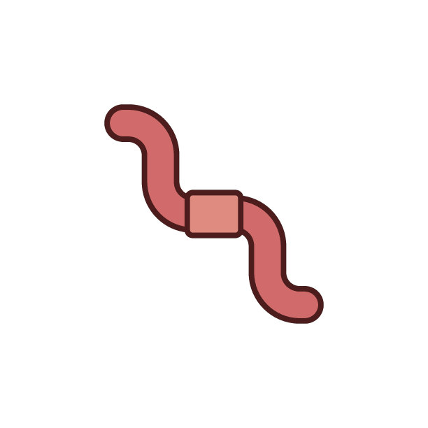 蚯蚓矢量概念彩色图标-蚯蚓红色标志图片下载