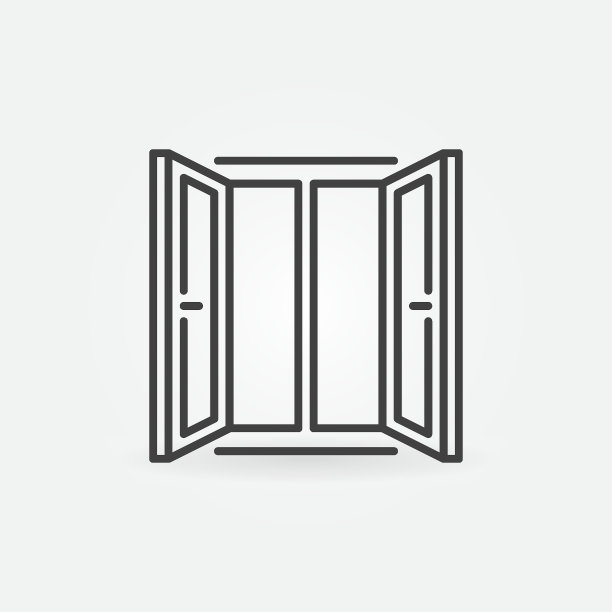 宽打开窗口矢量细线概念图标图片下载