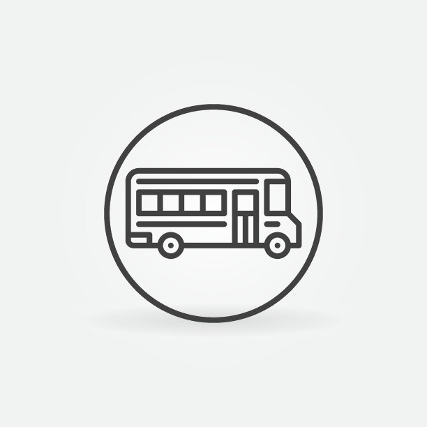 校车矢量细线概念圆形最小图标图片下载