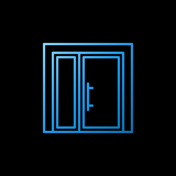 玻璃门矢量轮廓概念蓝色图标或标志图片下载