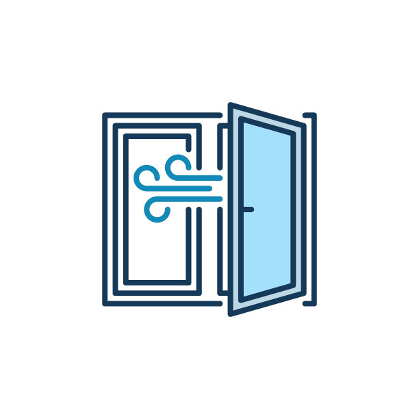 房间通风概念彩色图标。打开窗口矢量符号图片下载