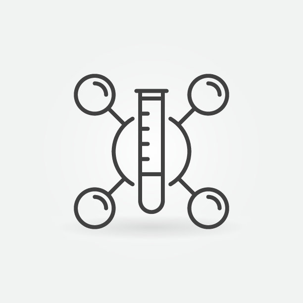 化学分子和实验室试管矢量概念线图标图片下载