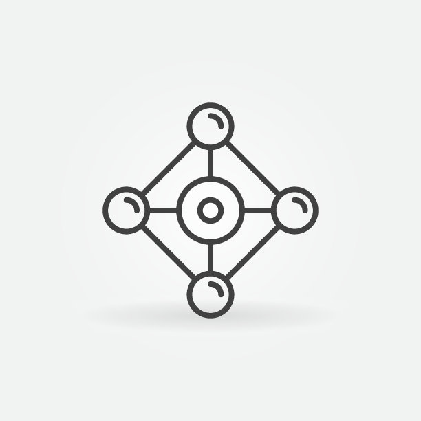 化学分子结构矢量概念线性图标图片下载