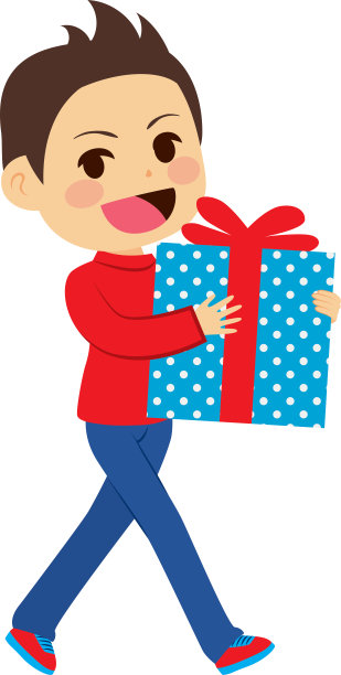 手持礼物的男孩图片下载