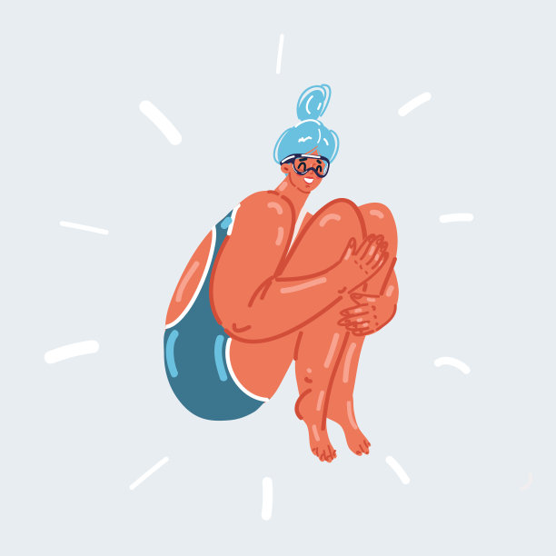 矢量插图的妇女跳水和跳跃在游泳池图片下载