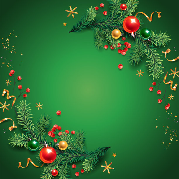 水平旗帜与金色和红色的圣诞符号和文字。图片下载