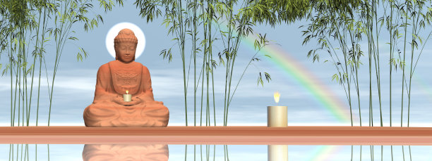 平静的佛陀冥想- 3D渲染图片下载