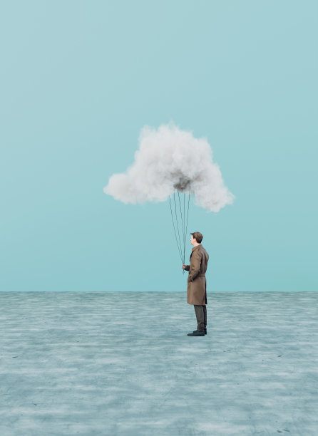 一小片云用绳子连接着地上的人图片下载