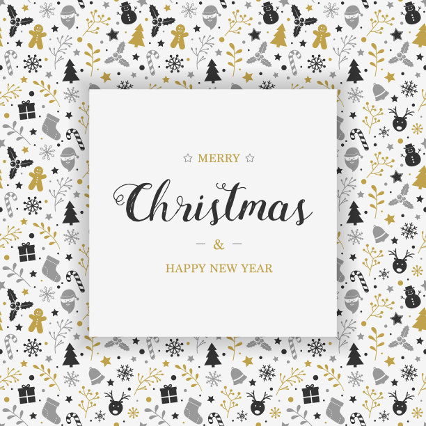 有装饰品和祝福的圣诞卡。向量图片下载