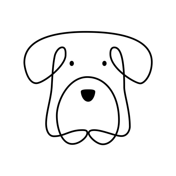 矢量可爱的一条线狗的脸标志。极简主义宠物在抽象手绘斯堪的纳维亚风格。连续线艺术品横幅，书籍设计，网络插图图片下载