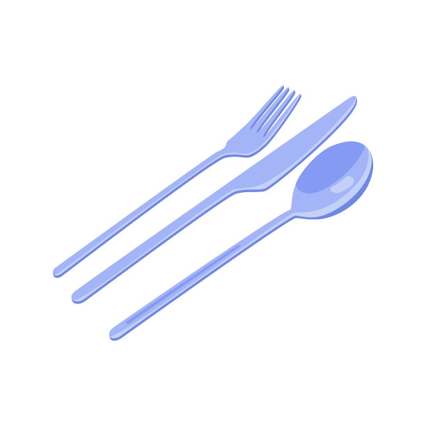等距餐具图标。勺子，叉子，刀。餐饮经营理念，矢量插画。叉子、勺子和刀图片下载
