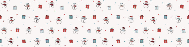 圣诞背景与雪人和礼物。圣诞无缝壁纸。向量图片下载