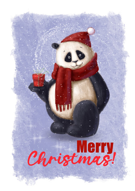 熊猫圣诞卡图片下载