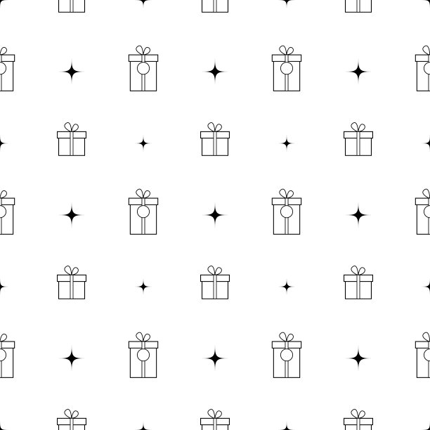 圣诞主题无缝重复图案创造的元素，如礼品盒和闪闪发光的星星，手绘矢量重复图案的纺织品，织物，礼品包装，包装和网络背景。图片下载