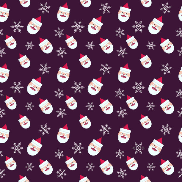 圣诞重复图案创建的元素像圣诞老人和雪花，手绘矢量重复图案的纺织品，织物，礼品包装，包装和网络背景。图片下载