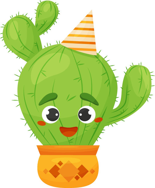 花盆。人物多刺的仙人掌在锅在生日帽子图片下载