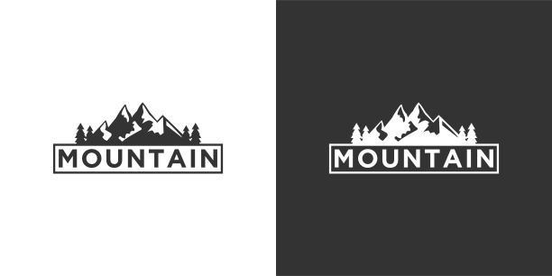 复古的山矢量标志设计和插图。图片下载