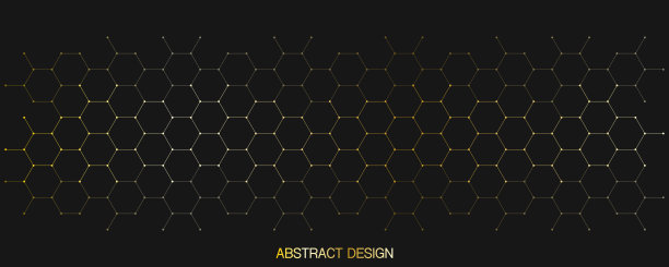 抽象的设计元素，几何背景和金色六边形形状图案图片下载