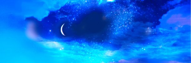 一个星夜的插图，一个大满月在夜空和一个奇妙的云海。图片下载