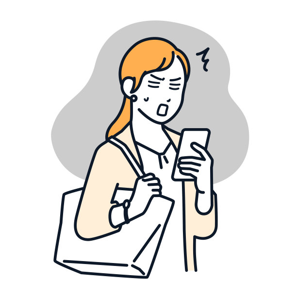 简单的矢量插图材料，一个商业女性谁是震惊的看到智能手机图片下载