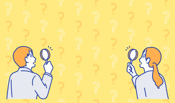 一个年轻的商人看着放大镜的简单矢量插图材料图片下载