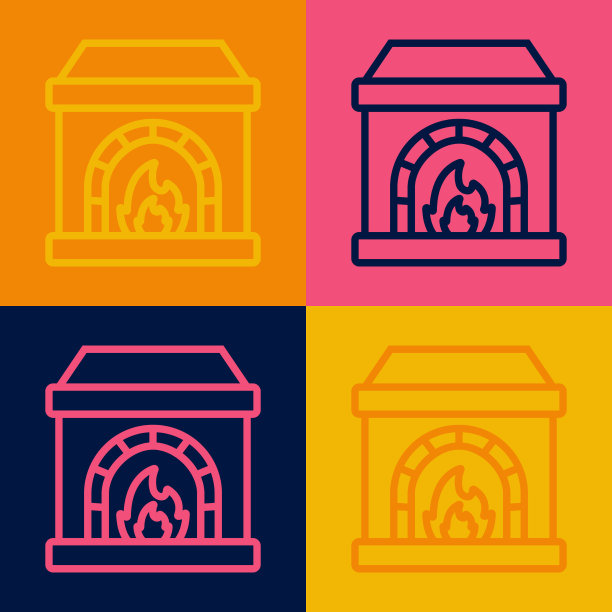 波普艺术线铁匠烤箱图标孤立上图片下载