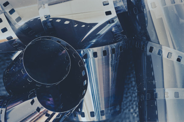 老式黑白摄影胶片，幻灯片，摄影胶片。照片，电影院，怀旧概念图片下载