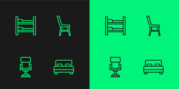 设线大床、办公椅、床铺和椅子图片下载