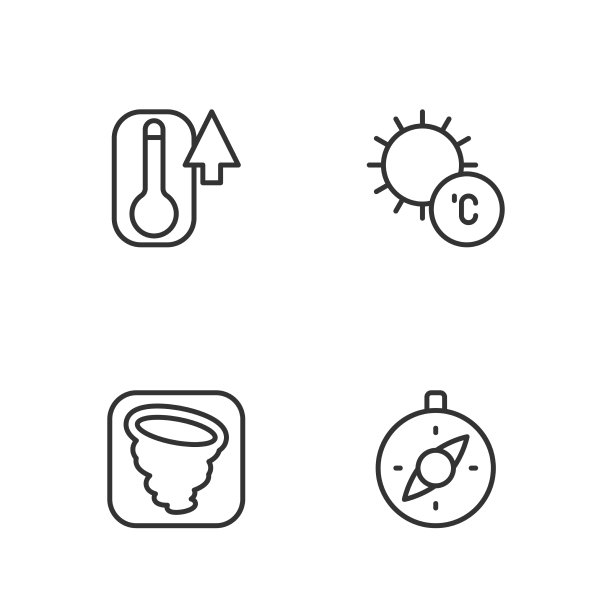 设置线罗盘龙卷风温度计和太阳图片下载