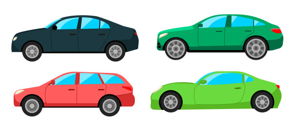 侧视图不同的汽车车身风格卡通插画集图片下载