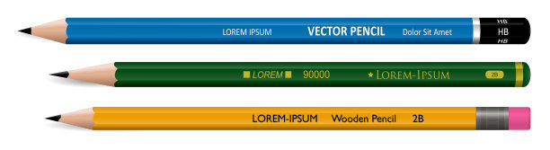 一套现实的铅笔彩色隔离在白色或铅笔学校文具与刨花的概念。每股收益向量图片下载