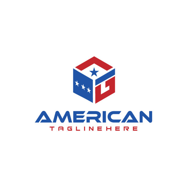 抽象插画的美国立方体盒子六边形标志设计模板图片下载