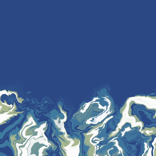 亚克力流体艺术广场抽象模板。蓝色背景上的白色和绿色大理石。液体和墨水纹理。图片下载