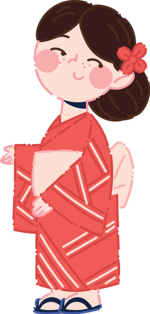 可爱的亚洲女孩穿着和服图片下载