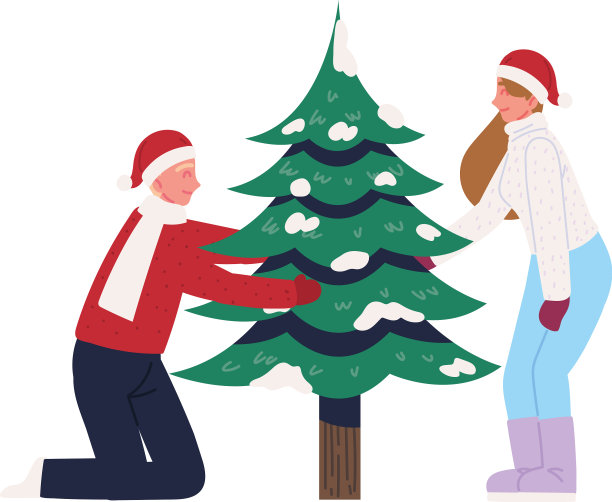 夫妇与圣诞树图片下载