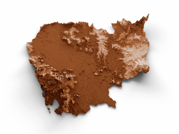 柬埔寨地图的旧风格，棕色图形的复古风格复古风格。高细节3d插图图片下载