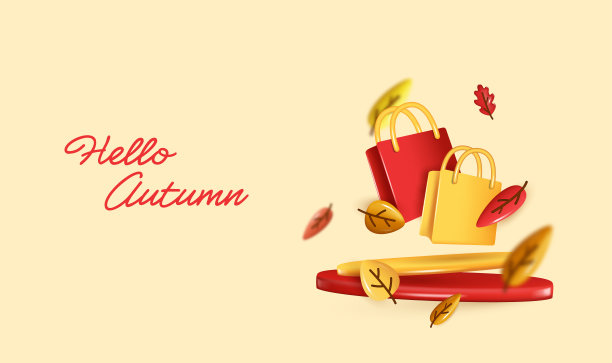 秋季讲台装饰背景与秋叶。背景或旗帜模板的设计秋季和秋季横幅图片下载