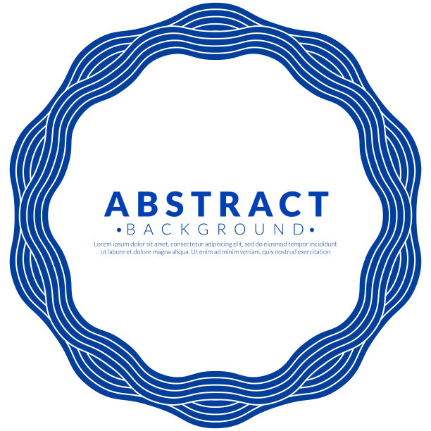 抽象水线圆框。圆形框架与蓝色波浪图案隔离在白色背景上。日本风格的概念。边界模板。图片下载