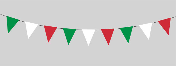 意大利，彩旗花环，户外派对三角旗串，三角旗，复古风格矢量插画图片下载