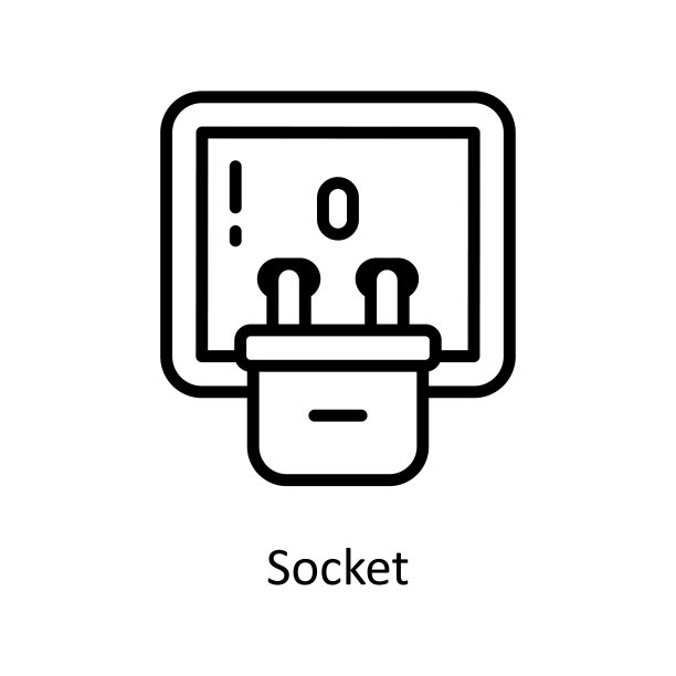 插座矢量轮廓图标设计插图。清洁标志在白色背景EPS 10文件图片下载