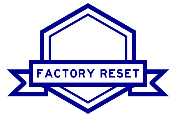 复古蓝色六边形标签横幅与字工厂重置在白色背景图片下载