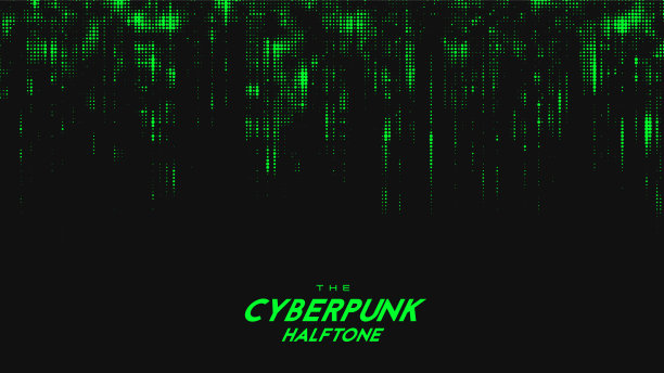 抽象矢量绿色赛博朋克半音调声波。划点纹理元素。图片下载