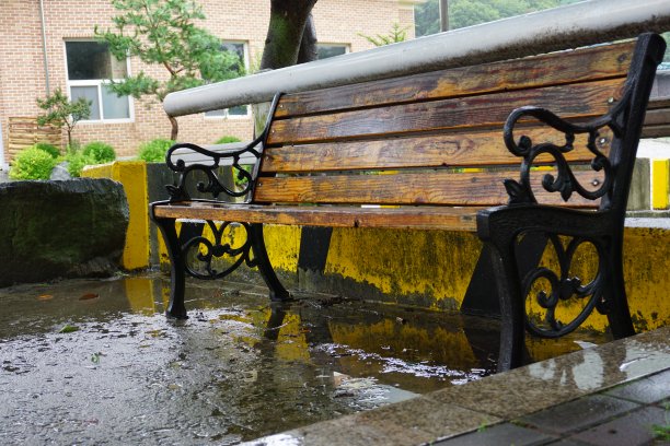 公园旧木长凳图片下载